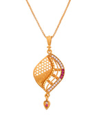 VOJ Gold Plated Simple Chain With Pendant And Earrings Set | Grocsy