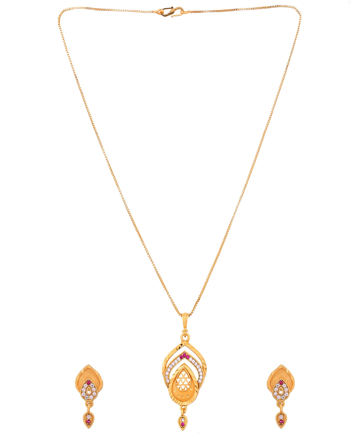 VOJ Gold Plated Teardrop Shaped Chain Set | Grocsy