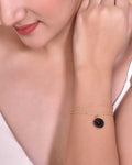 VOJ Gold-Polished Black Clock Charm Bracelet | Grocsy