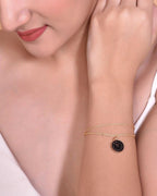 VOJ Gold-Polished Black Clock Charm Bracelet | Grocsy