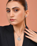 VOJ Silver Plated Rectangular Stone Studded Ad Chain Set | Grocsy