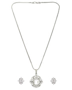 VOJ Silver Plated Rectangular Stone Studded Ad Chain Set | Grocsy
