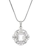 VOJ Silver Plated Rectangular Stone Studded Ad Chain Set | Grocsy