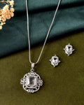 VOJ Silver Plated Rectangular Stone Studded Ad Chain Set | Grocsy