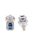 VOJ Silver Plated Blue Rectangular Stone Studded Ad Chain Set | Grocsy