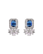 VOJ Silver Plated Blue Rectangular Stone Studded Ad Chain Set | Grocsy