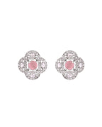 VOJ Silver Plated Floral Shaped Baby Pink Circular Ad Chain Set | Grocsy