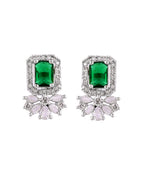 VOJ Silver Plated Green Rectangular Shaped Ad Chain Set | Grocsy