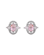 VOJ Silver Plated Baby Pink Rectangular Shaped Ad Chain Set | Grocsy