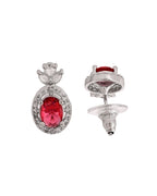 VOJ Silver Plated Oval Shaped Ruby Red Ad Chain Set | Grocsy