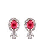 VOJ Silver Plated Oval Shaped Ruby Red Ad Chain Set | Grocsy