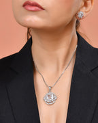 VOJ Silver Plated Rectangular Ad Stone Studded Chain Set | Grocsy