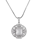 VOJ Silver Plated Rectangular Ad Stone Studded Chain Set | Grocsy