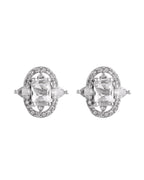 VOJ Silver Plated Rectangular Ad Stone Studded Chain Set | Grocsy