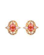 VOJ Gold Plated Ruby Red Rectangular Cz Stone Studded Chain Set | Grocsy