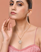 VOJ Gold Toned Rectangular Shaped Ad Chain Set | Grocsy