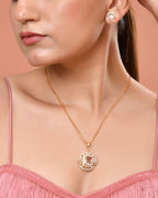 VOJ Gold Toned Rectangular Shaped Ad Chain Set | Grocsy