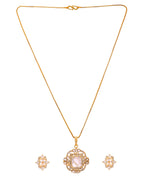 VOJ Gold Toned Rectangular Shaped Ad Chain Set | Grocsy