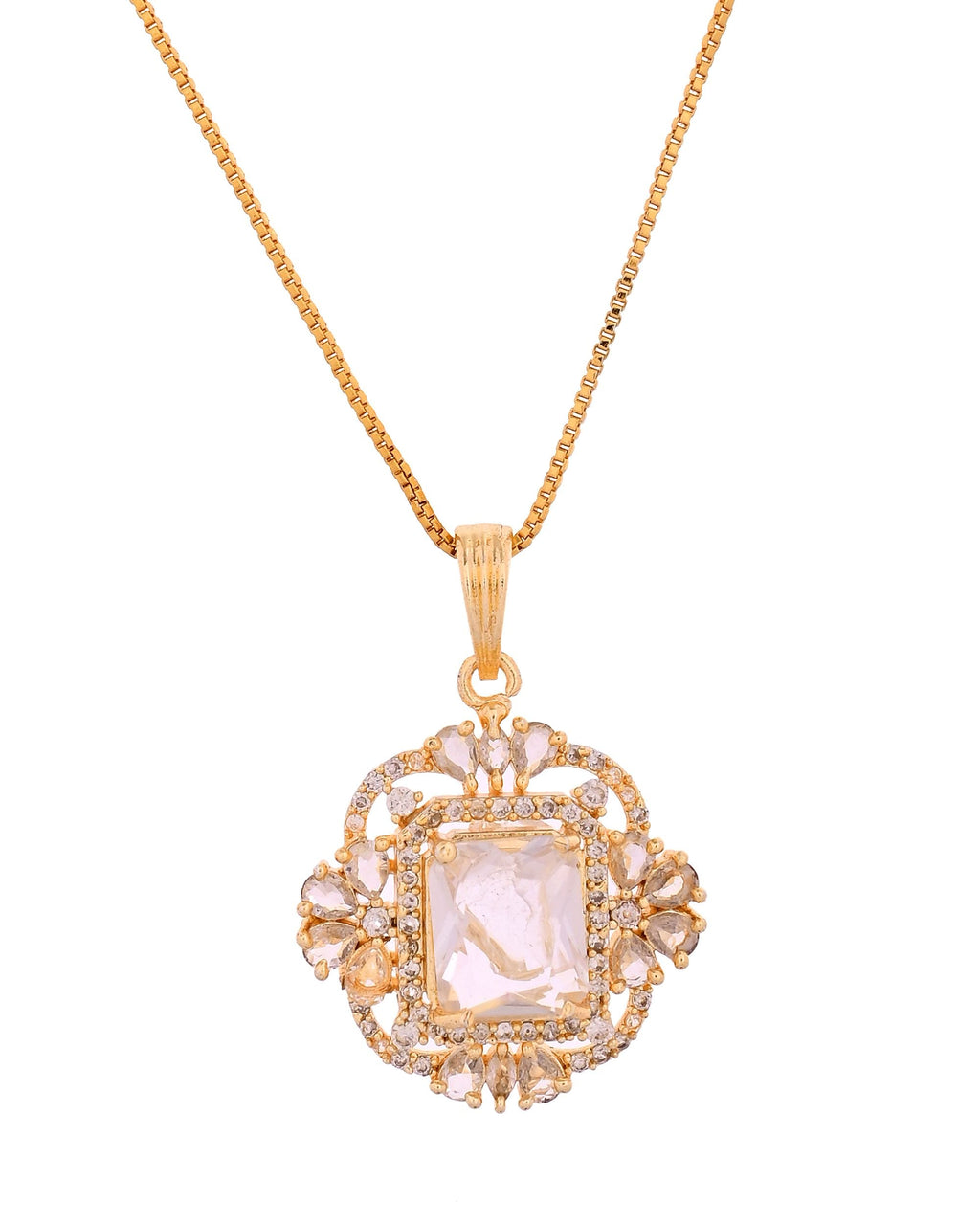 VOJ Gold Toned Rectangular Shaped Ad Chain Set | Grocsy