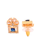 VOJ Gold Plated Blue Square Shaped Stone Studded Ad Chain Set | Grocsy