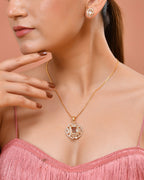 VOJ Gold Plated Rectangular Shaped Cz Stone Studded Chain Set | Grocsy