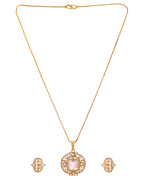 VOJ Gold Plated Rectangular Shaped Cz Stone Studded Chain Set | Grocsy