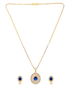 VOJ Gold Plated Blue Oval Shaped Cz Chain Set | Grocsy