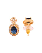 VOJ Gold Plated Blue Oval Shaped Cz Chain Set | Grocsy