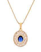 VOJ Gold Plated Blue Oval Shaped Cz Chain Set | Grocsy