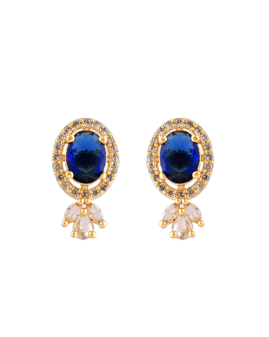 VOJ Gold Plated Blue Oval Shaped Cz Chain Set | Grocsy