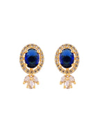 VOJ Gold Plated Blue Oval Shaped Cz Chain Set | Grocsy