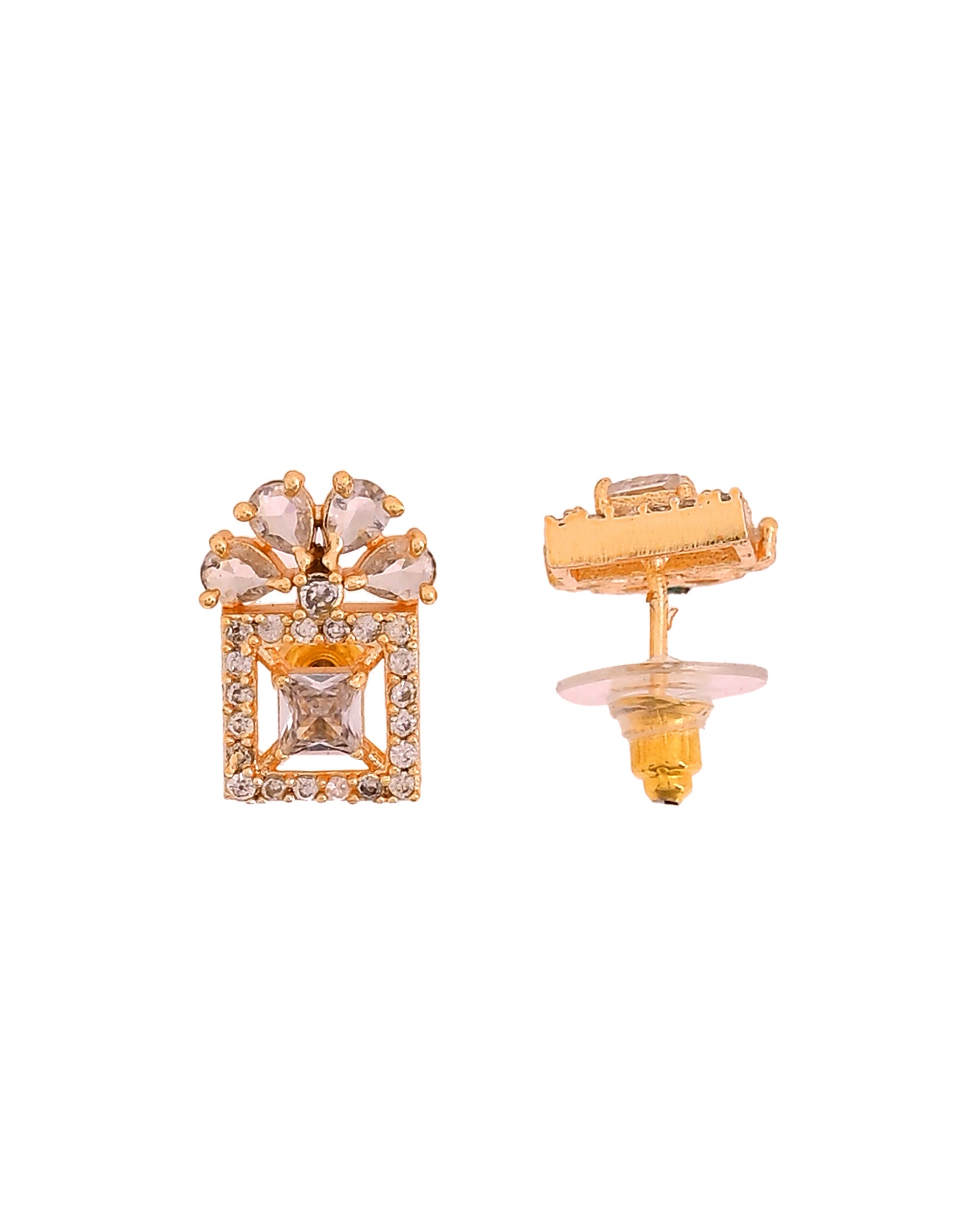 VOJ Gold Tone Square Shaped Cz Chain Set | Grocsy