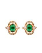 VOJ Gold Toned Green Rectangular Shaped Cz Chain Set | Grocsy
