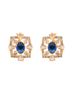 VOJ Gold Plated Circulare Blue Cz Stone Studded Chain Set | Grocsy