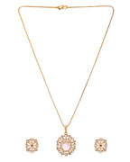 VOJ Gold Toned Circular Shaped Designer Cz Stone Studded Chain Set | Grocsy