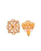 VOJ Gold Toned Circular Shaped Designer Cz Stone Studded Chain Set | Grocsy