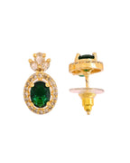 VOJ Gold Plated Green Oval Shaped Ad Stone Studded Chain Set | Grocsy