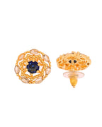 VOJ Gold Plated Blue Circular Stone Studded Floral Ad Chain Set | Grocsy