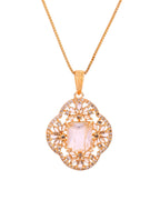 VOJ Gold Toned Rectangular Stone Studded Cz Chain Set | Grocsy