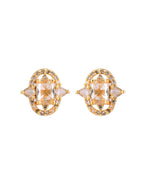 VOJ Gold Toned Rectangular Stone Studded Cz Chain Set | Grocsy