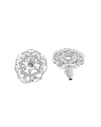 VOJ Silver Plated Circular Stone Studded Sun Shaped Ad Pendant With Chain Set | Grocsy