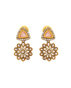 VOJ Gold Tone Floral With Pink Stone Ad Necklace Set | Grocsy