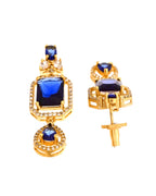 VOJ Gold Plated Dual Layer Blue Stone Studded Jewellery Set | Grocsy
