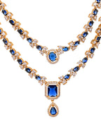 VOJ Gold Plated Dual Layer Blue Stone Studded Jewellery Set | Grocsy
