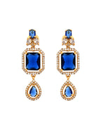 VOJ Gold Plated Dual Layer Blue Stone Studded Jewellery Set | Grocsy