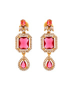 VOJ Gold Plated Dual Layer Ruby Red Stone Studded Jewellery Set | Grocsy