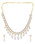 VOJ Gold Plated Ad Studded Square And Leaf Shaped Necklace Set | Grocsy