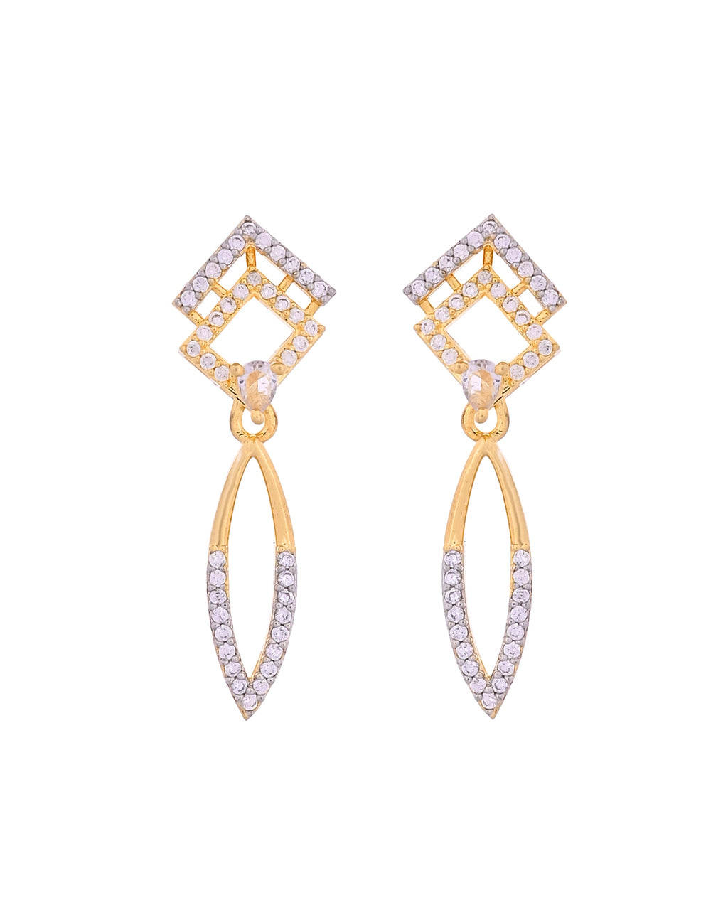 VOJ Gold Plated Ad Studded Square And Leaf Shaped Necklace Set | Grocsy