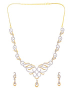 VOJ Gold Plated Designer Necklace With Earrings Ad Jewellery Set | Grocsy