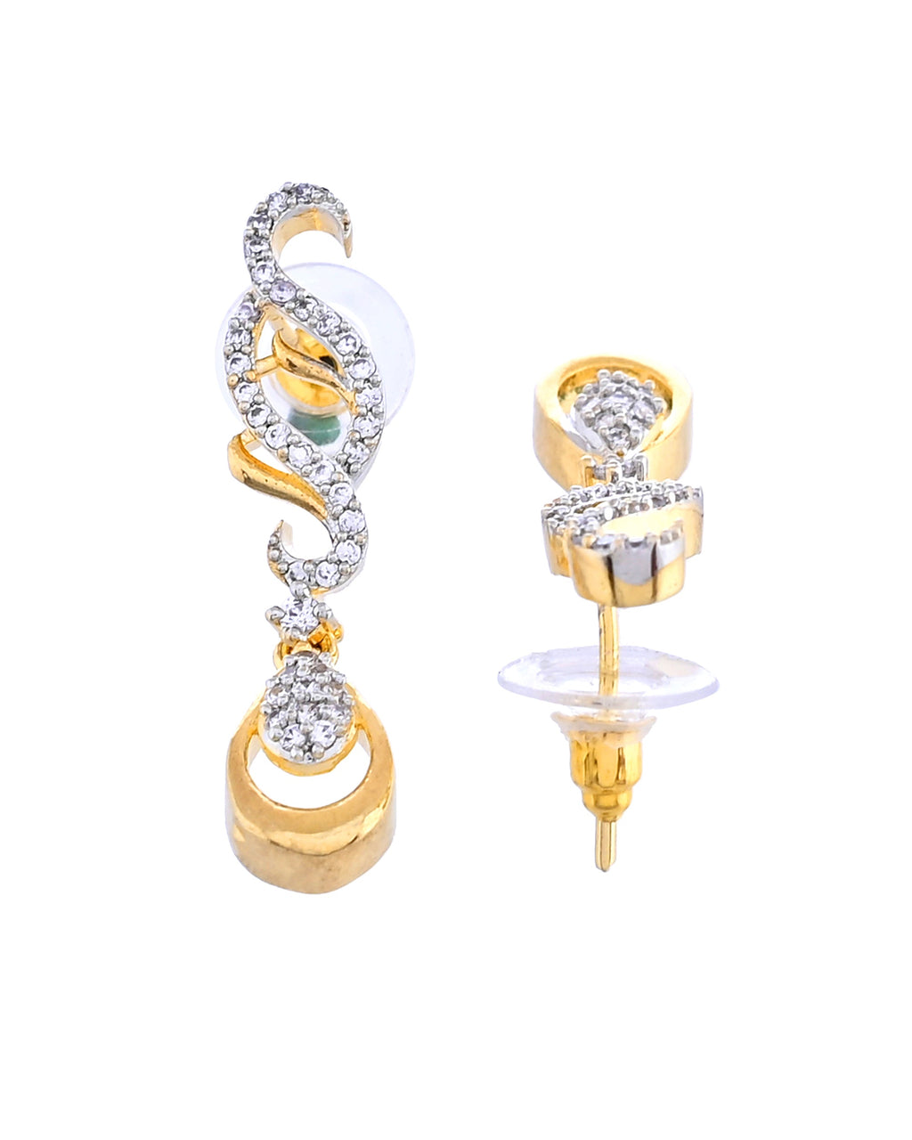 VOJ Gold Plated Designer Necklace With Earrings Ad Jewellery Set | Grocsy